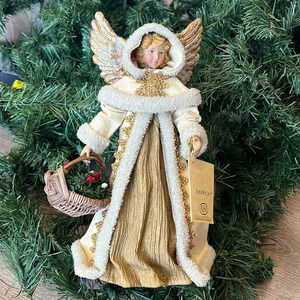 Kurt Alder FABRICHE KSA Collectible 9.5”Inch Ivory & Gold glitter Angel‎ Treetop